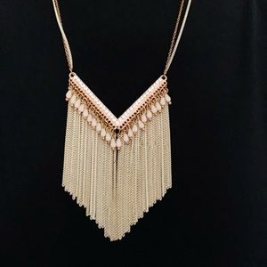 Pale Pink, Rose Gold, & White Statement Necklace